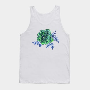 Watercolor houseleek - green and blue Tank Top